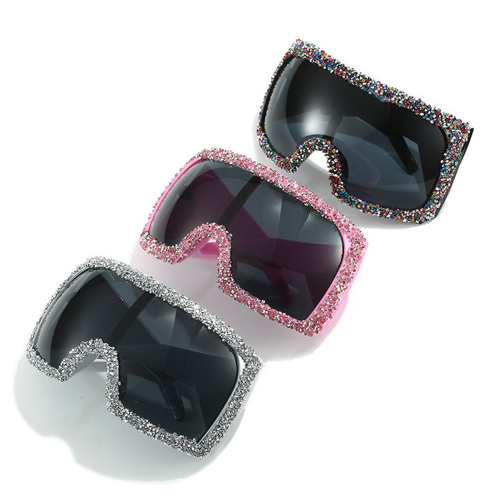Women's Sporty Oversized Sunglasses with Rhinestone Embellishments Stornfield