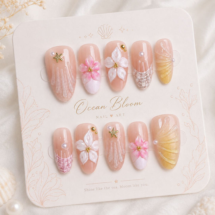 Premium Artifical Nails with Floral Designs Stornfield