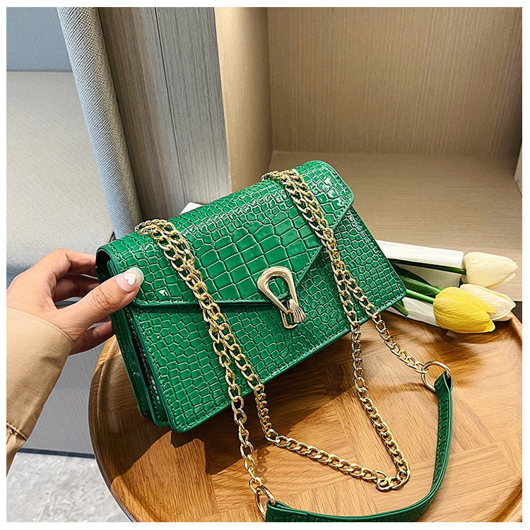 Elegant Crocodile-Texture Shoulder Handbag
