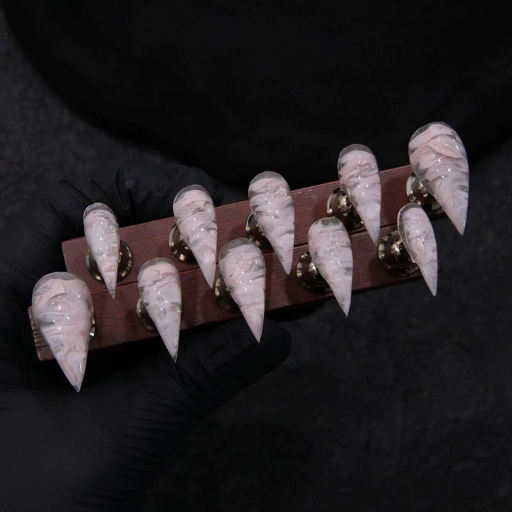 Elegant Stiletto Press-On Nail Set with Artistic Swirl Design