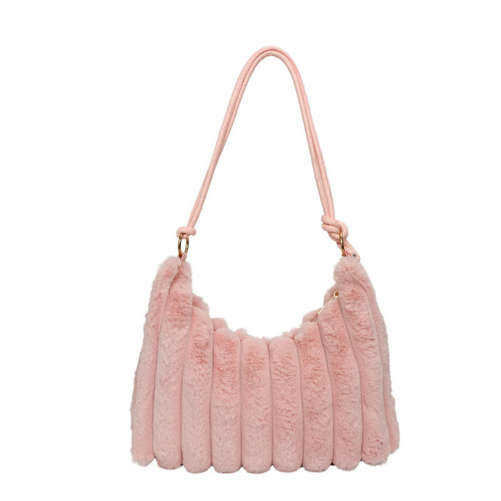 Plush Leopard Print Shoulder Bag