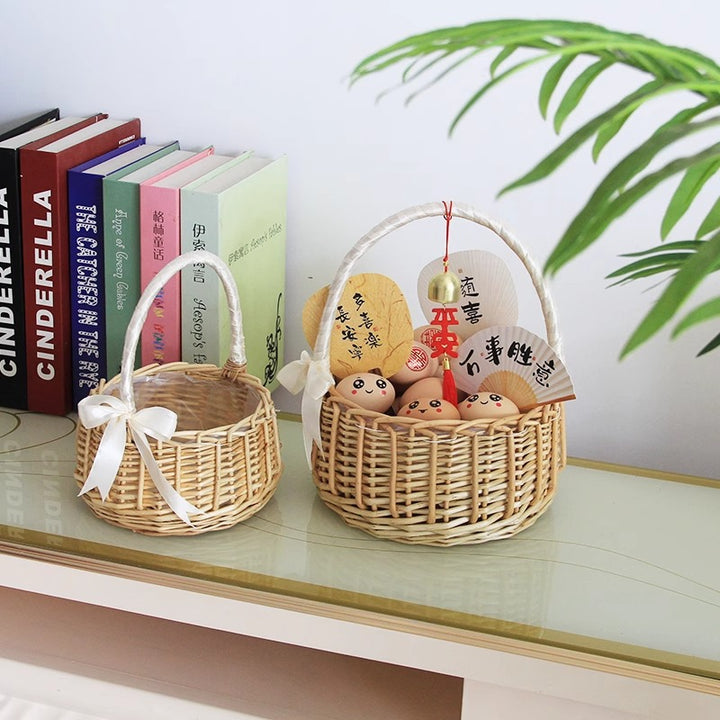 Ladies natural basket with decorative bow decoration Stornfield
