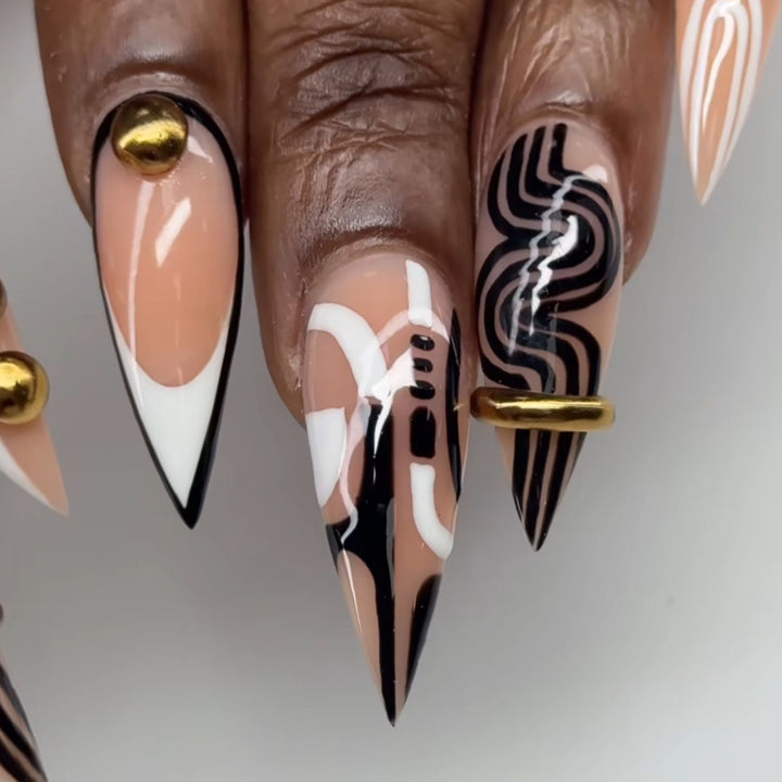 Decorative Stiletto Press-On Nail Art Extensions Stornfield