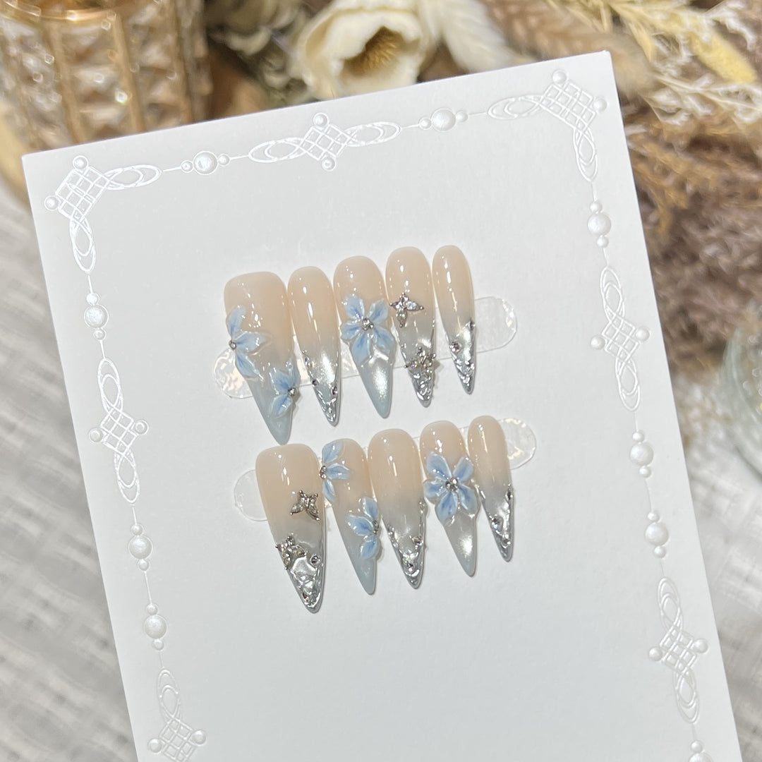 Elegant Stiletto Floral Press-On Nail Set Stornfield