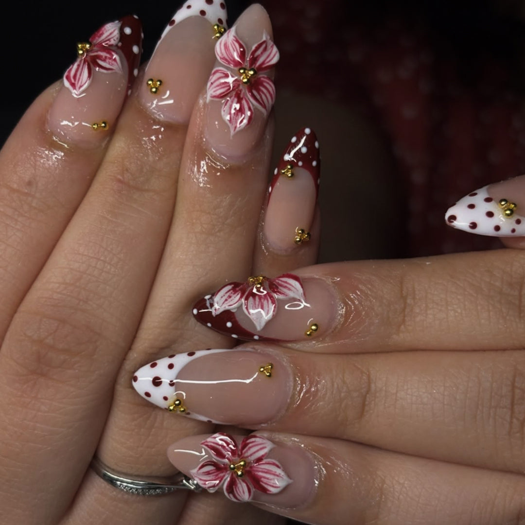Floral Accent Acrylic Nail Art Extensions Stornfield