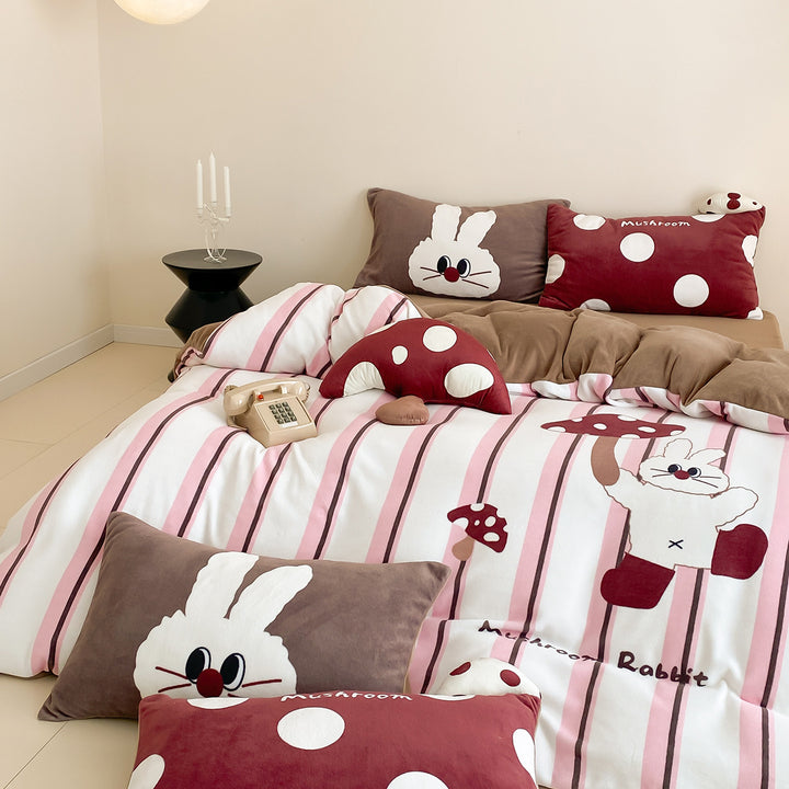 Cozy quilted bedding set with panda motif and plush pillow