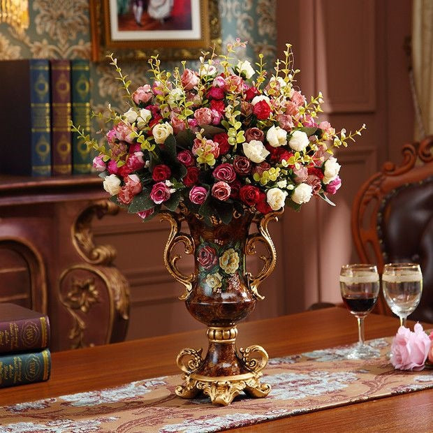 Ornate Floral Arrangement Vase