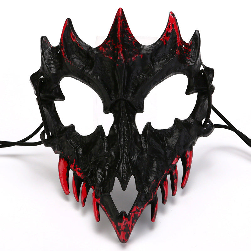 Half-face mask with flashing vampire teeth and adjustable rubber band