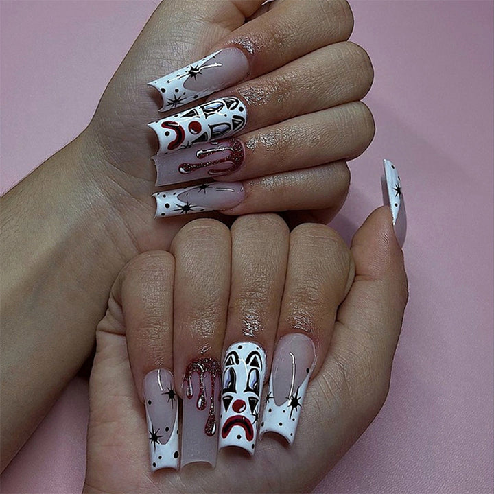 Artistic Press-On Nail Set with Creative Halloween Designs Stornfield