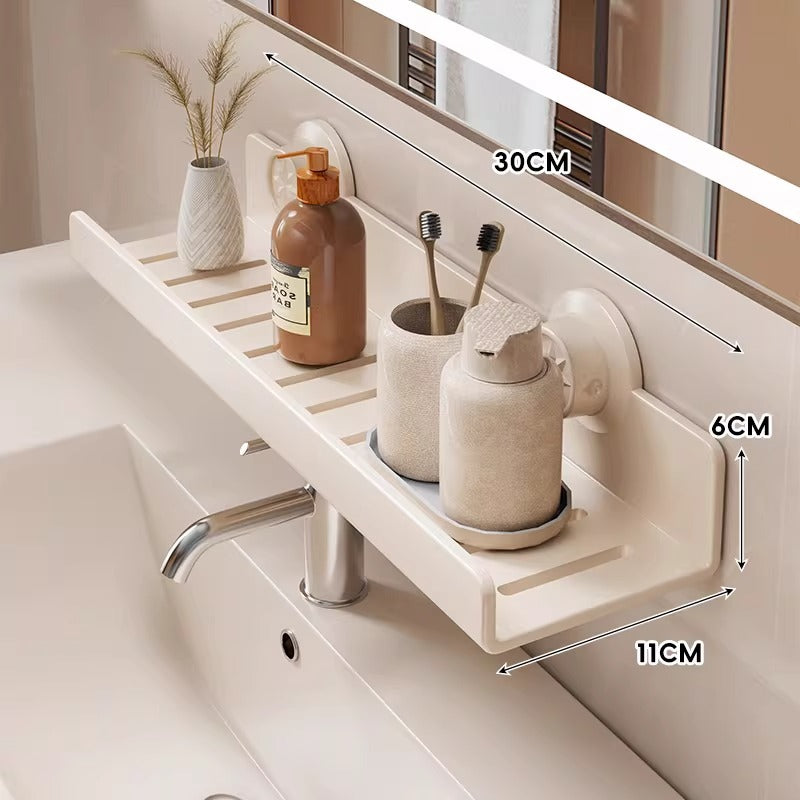 Slim Ventilated Suction-Mounted Bathroom Vanity Shelf
