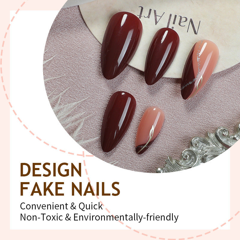 Nail set with glossy finish and elegant designs Stornfield