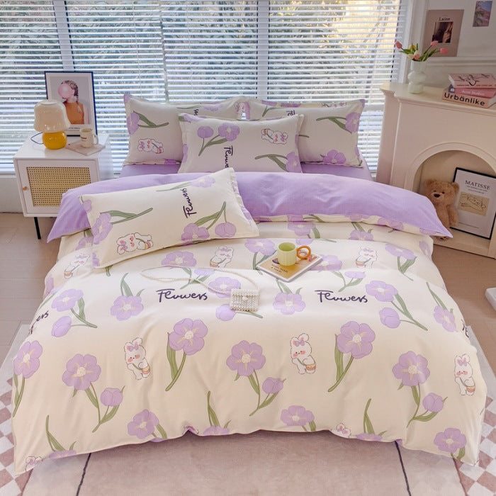 Floral Patterned Reversible Duvet Cover Set
