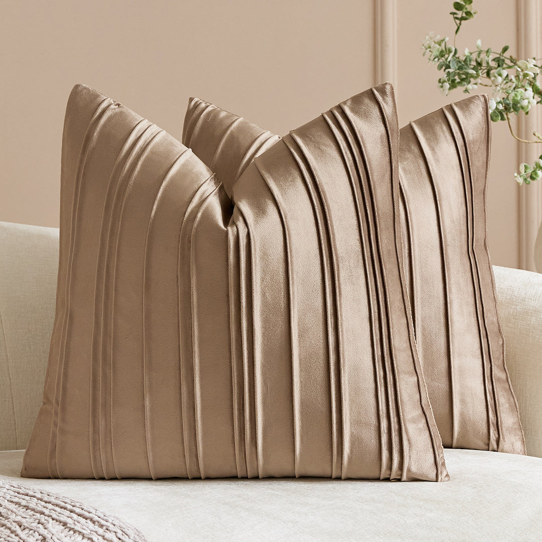 Velvet Pintuck Pleated Square Throw Pillow Cover