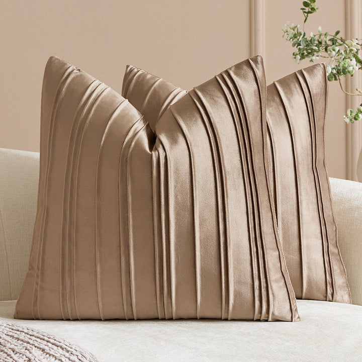 Velvet Pintuck Pleated Square Throw Pillow Cover