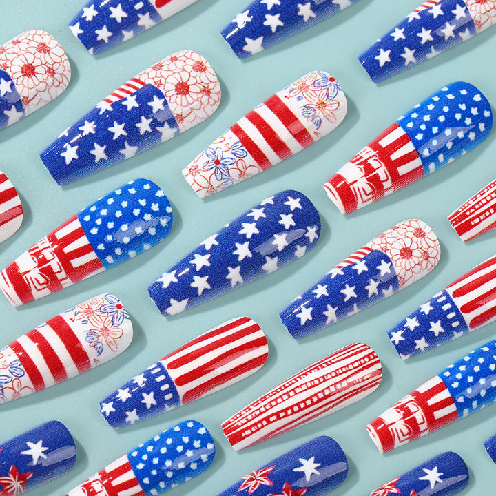 Creative Nail Art Artificial Nails in Patriotic Design Stornfield