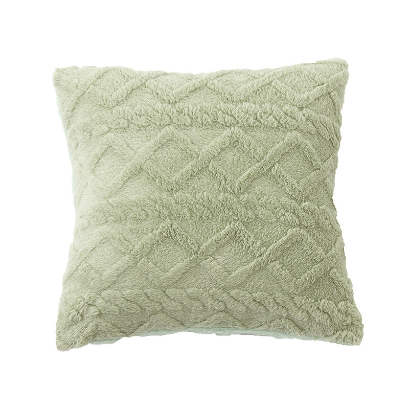 Square living cushion made of teddy boucle with raised diamond texture Stornfield