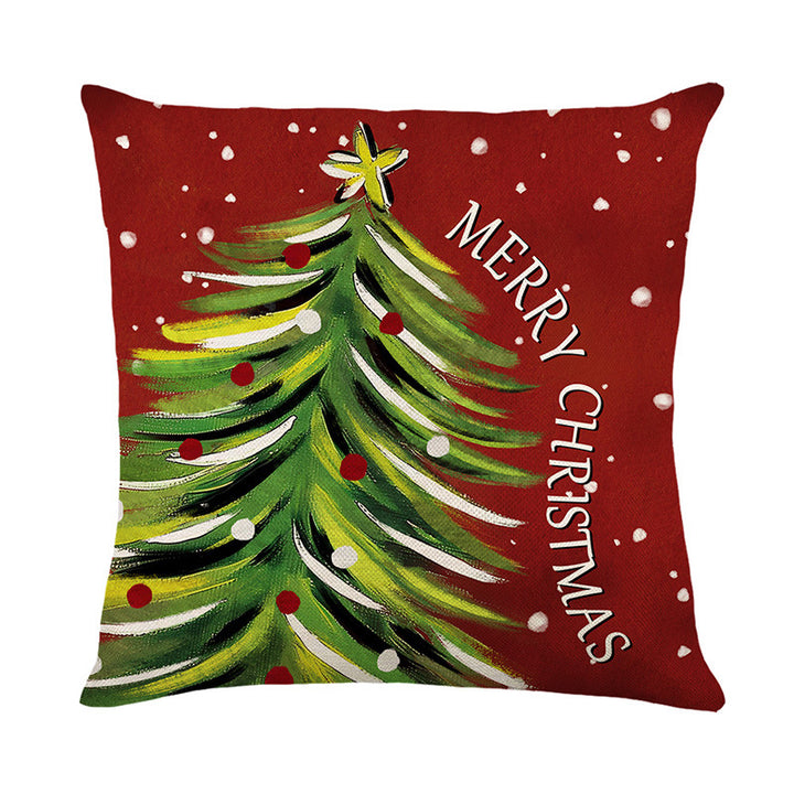 Festive Reindeer Illustrated Square Throw Pillow Cover with Hidden Zipper
