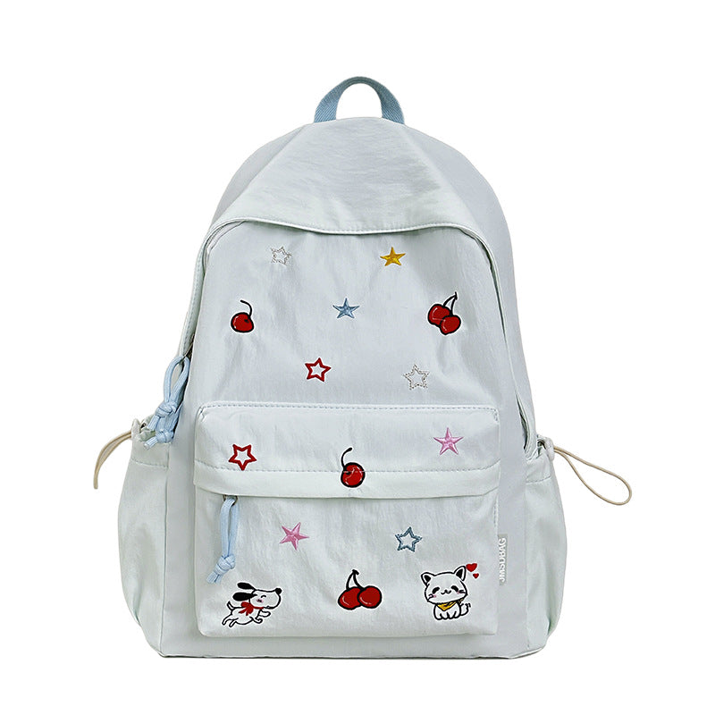 Playful Character Embroidered School Backpack Stornfield