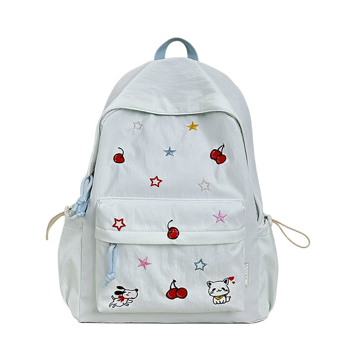 Playful Character Embroidered School Backpack Stornfield