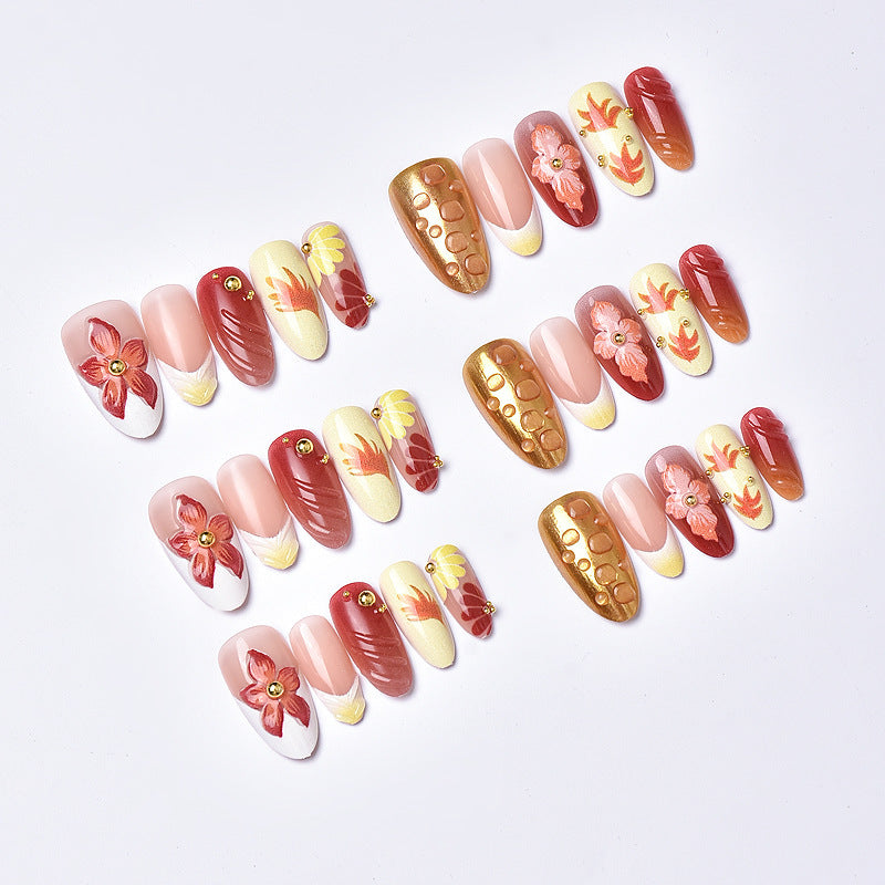 Artistic Floral Hand-Painted Press-On Nail Art Set Stornfield