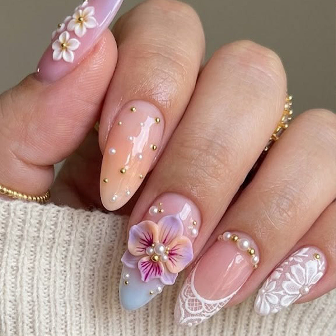 Floral Embellished Nail Art Extensions Stornfield