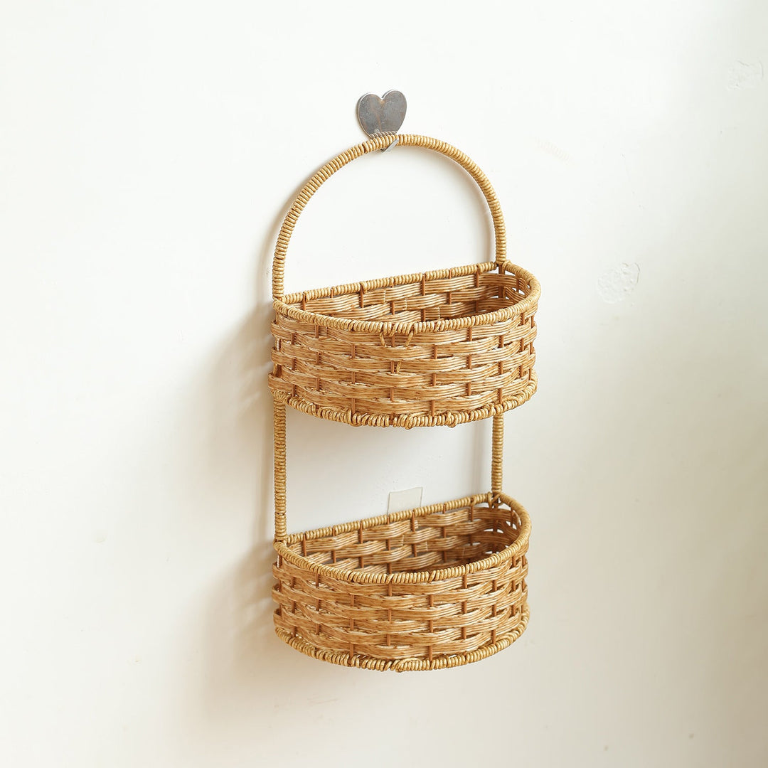 Double-Tiered Wicker Storage Basket Stornfield
