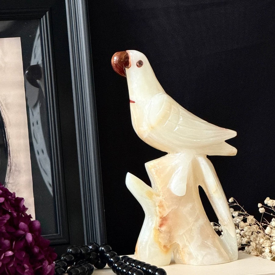 Handmade stone bird figurine