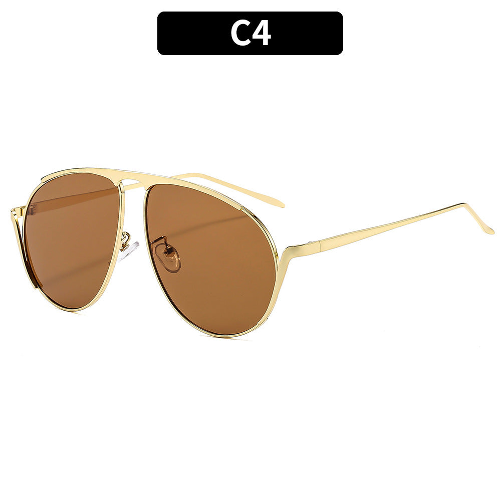 Oversized Aviator Sunglasses with Gold Accents