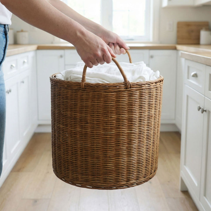 Handmade storage basket made of natural wicker Stornfield