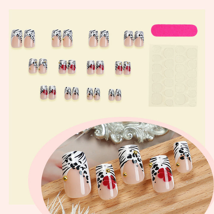 Creative Art Press-On Nail Set with Floral and Zebra Designs Stornfield