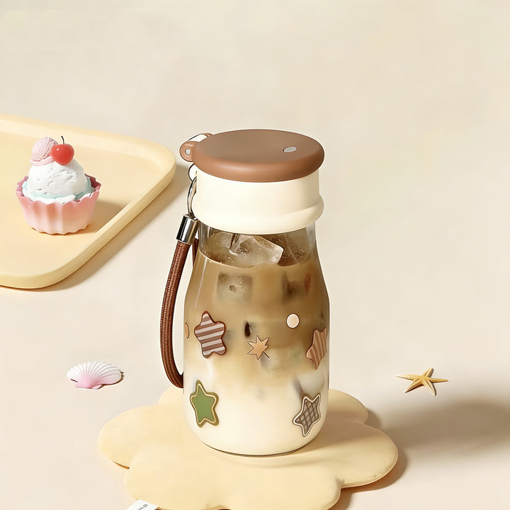 Ladies drinking bottle with playful print and practical carrying handle Stornfield