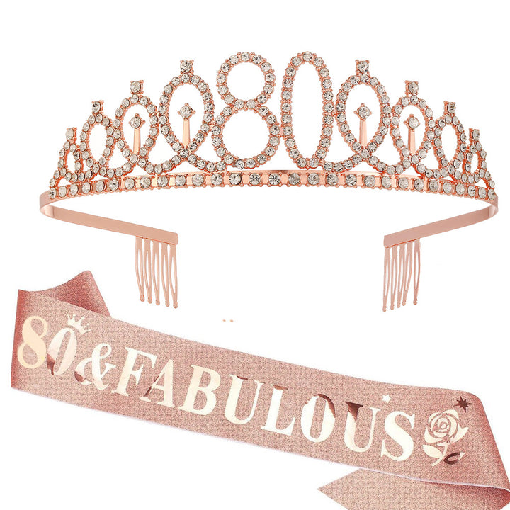 Women's Glittering Birthday Tiara Set with Sash Stornfield