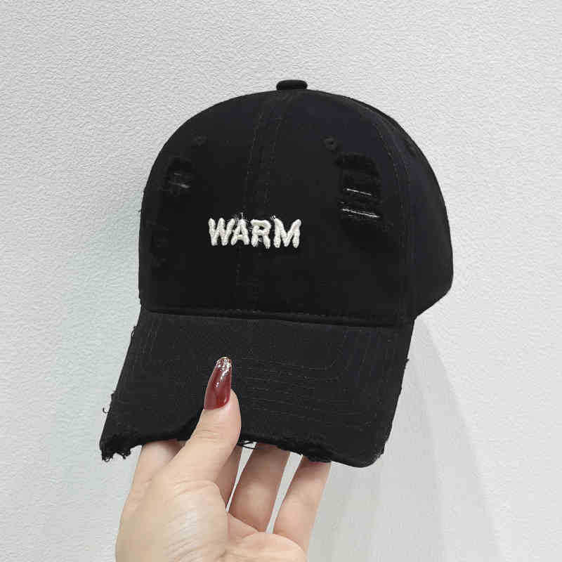 Women's Distressed Cotton Cap with Embroidered Message Stornfield