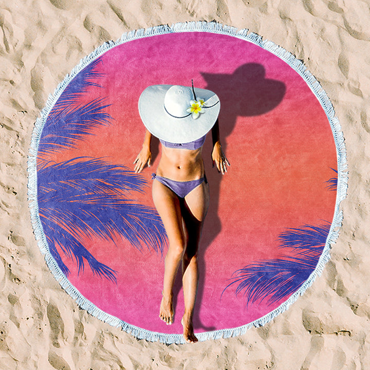 Round beach blanket with floral watercolor motifs Stornfield