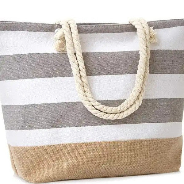 Beach bag with maritime stripes and sturdy rope handles Stornfield