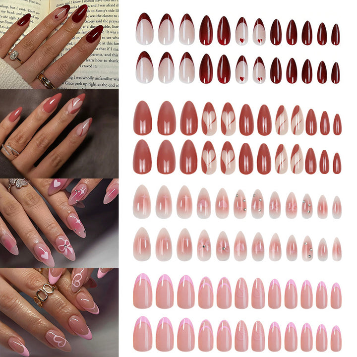 Nail art set with elegant heart and flower decorations Stornfield