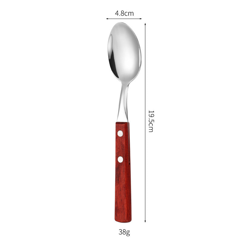 Dessert spoon with ergonomic wooden handle Stornfield