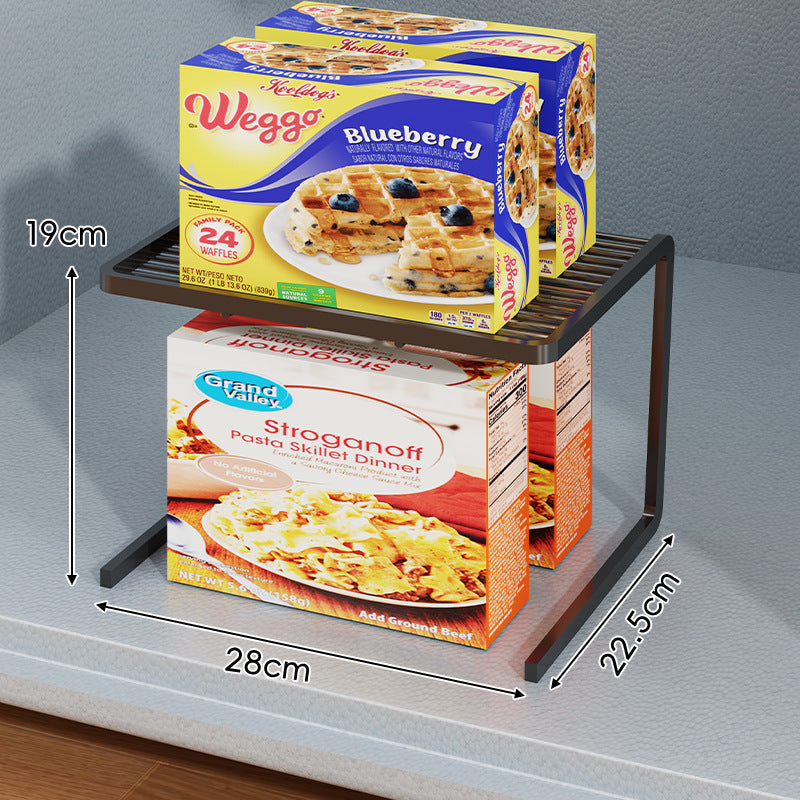 Compact Three Tier Slatted Metal Countertop Pantry Organizer