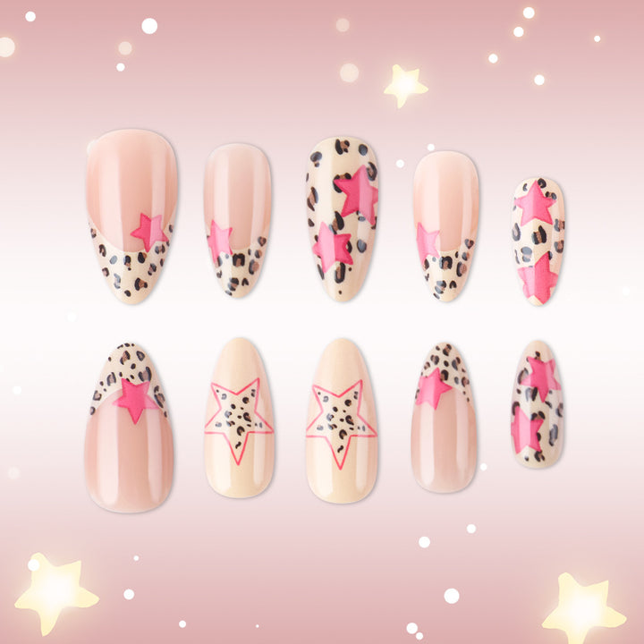 Stylish Star and Leopard Print Press-On Nails Stornfield