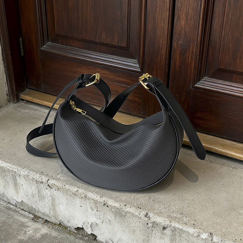 Textured Leather Hobo Bag