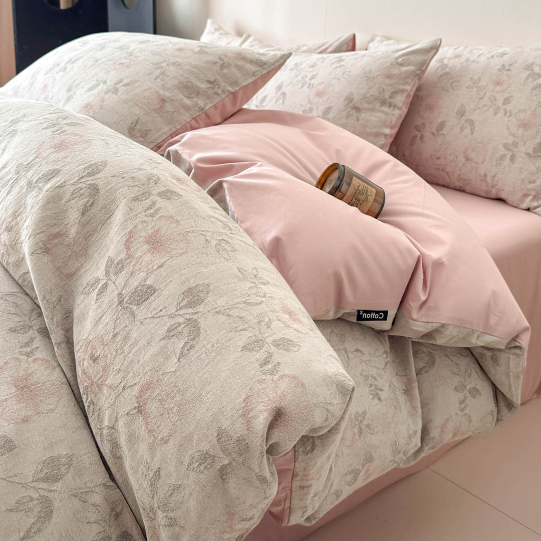 Reversible Printed Duvet Cover Set with Sateen-Feel Pillowcases