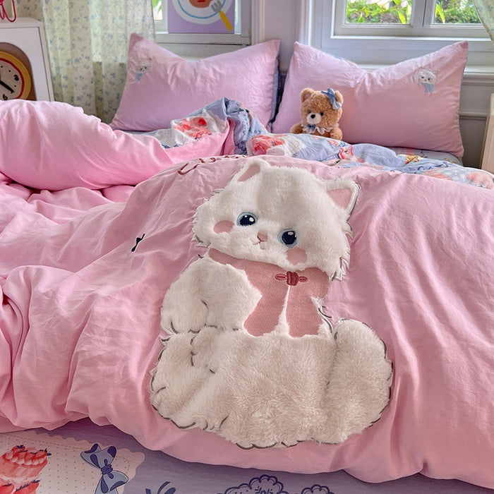 Children's Cute Cat-Themed Bedding Set
