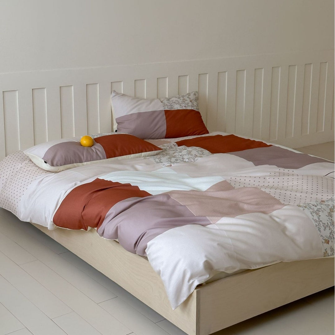 Duvet cover set made of cotton satin with Boho-Ethno pattern and reversible function