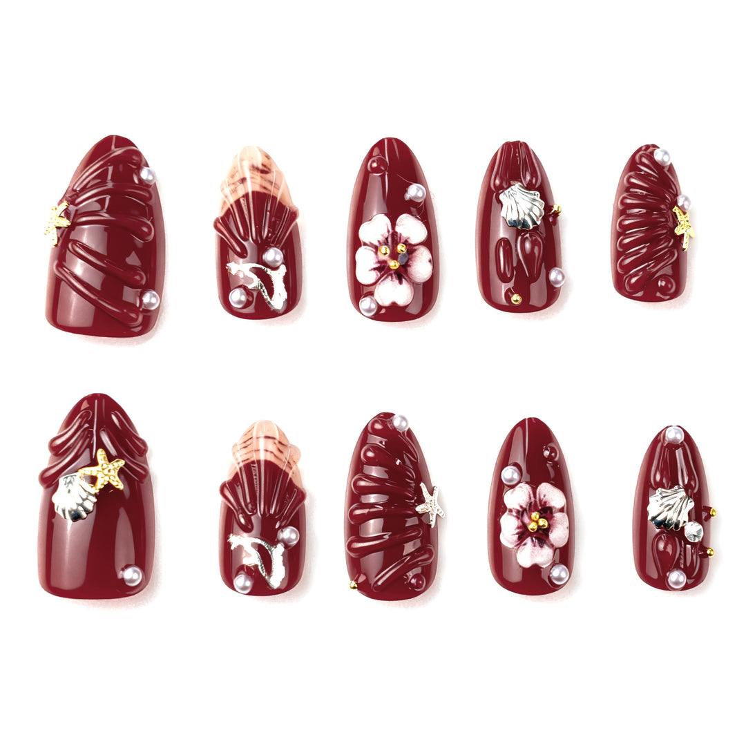 Nail art set with floral rhinestone decorations Stornfield