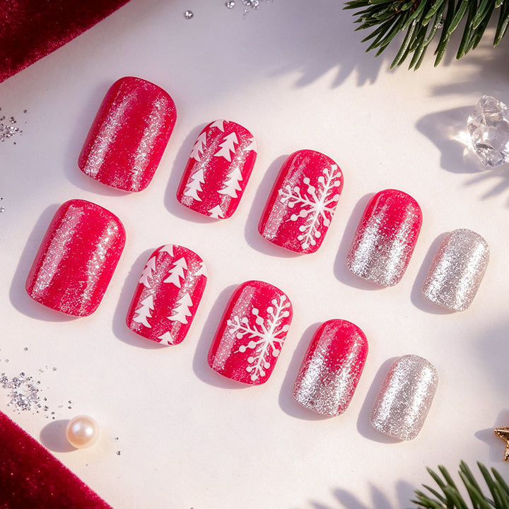 Festive Holiday Press-On Nail Art Stornfield