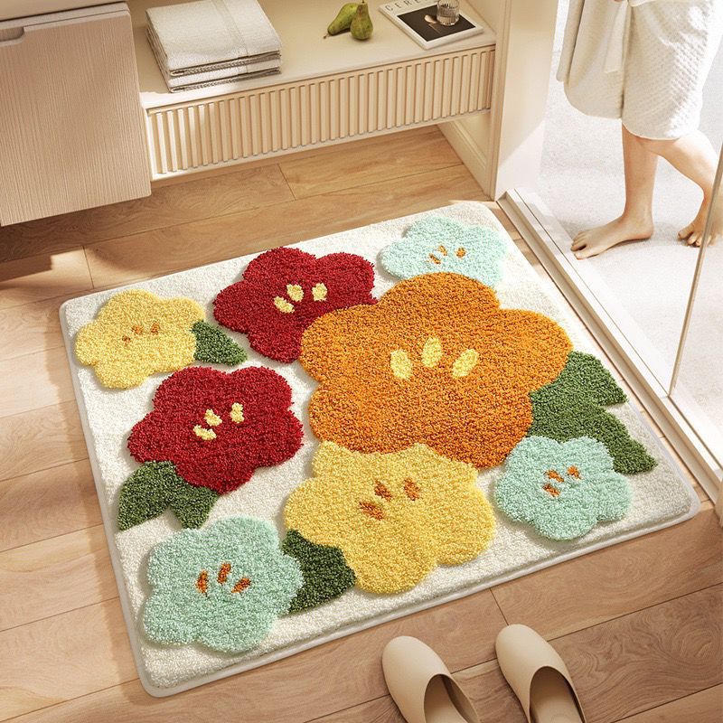 Decorative Floral Pattern Bath Rug