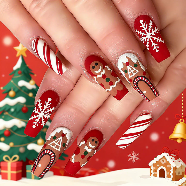 Festive Holiday-Themed Acrylic Nail Art Enhancements Stornfield