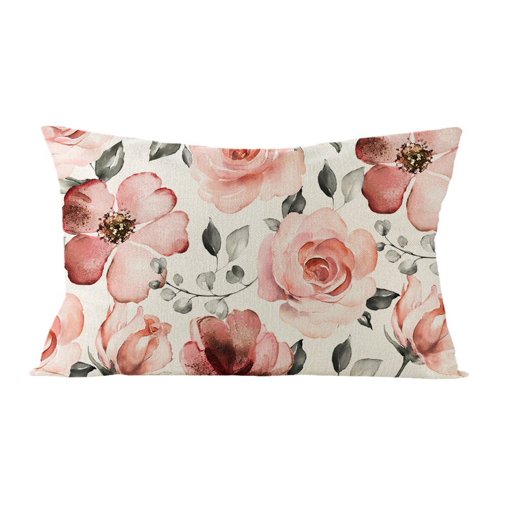 Botanical Watercolor Cotton-Linen Throw Pillow Cover