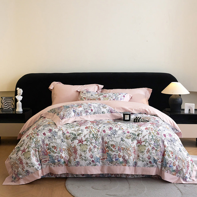 Luxury Floral Cotton Sateen Duvet Cover Set
