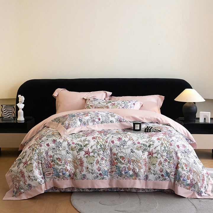 Luxury Floral Cotton Sateen Duvet Cover Set